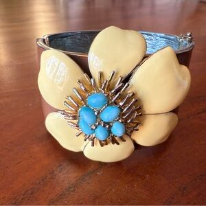 J. Crew Yellow and Blue Floral Cuff Bracelet